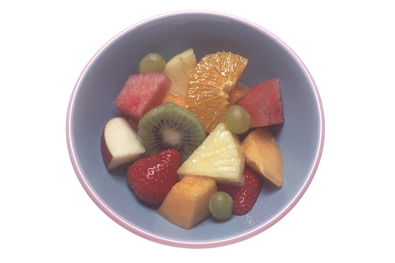 Fresh fruit salad with strawberries and other fruit